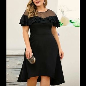 💝 Plus Contrast Ruffle Zip Back Dress